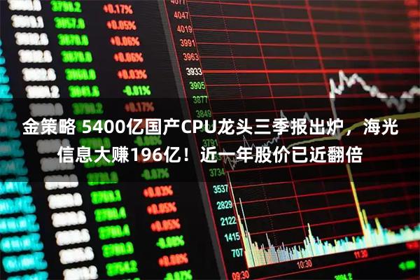 金策略 5400亿国产CPU龙头三季报出炉，海光信息大赚196亿！近一年股价已近翻倍